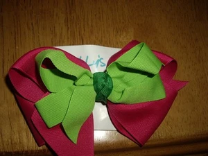 NEW Kelly's Kids Girls Hair Bow Red & Green Christmas Barrette 5" - Picture 1 of 2