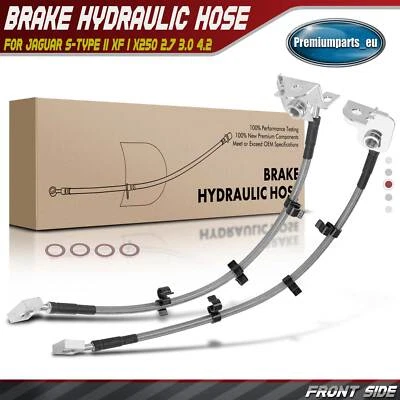 2Pcs Front Left & Right Brake Hydraulic Hose for Jaguar S-Type 2006-2008 XF 2009 - Image 1 of 4