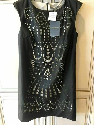 Nuevo con etiquetas Mini Vestido Catherine Malandrino Cuero Negro Corte Perla TALLA PEQUEÑA Foto 1 de 3