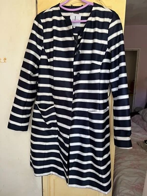 Jasper Conran Women Navy Blue Striped Long Sleeve Coatigan UK Size 10 New No Tag - Image 1 of 4