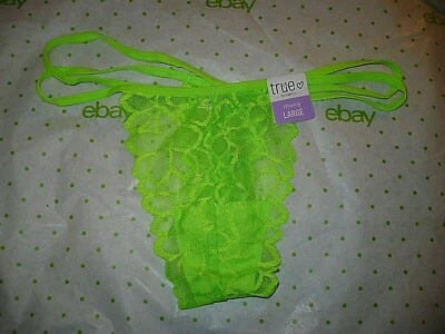 Bragas Tanga Rue 21 Para Mujer X-LARGE Verde Neón Encaje Con Tirantes Lados NUEVO Foto 1 de 2