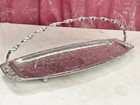 VINTAGE ORNATE SILVER PLATE SRVING TRAY WITH HANDLE BALL FOOT