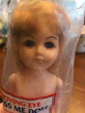 Moving Eye Vintage dress me doll 11 inches tall with shoes and stand