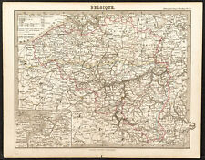 1873 - Belgium - antique map - engraving - Plan Antique Antwerp