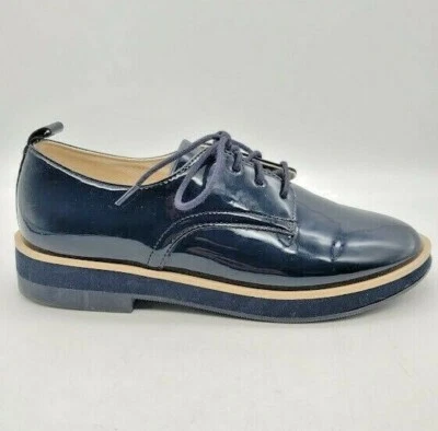 ZARA Kids Black Blue PATENT FINISH CUT OUT BLUCHERS Derby Shoes Size 6.5 - Image 1 of 4