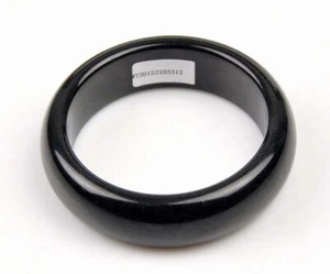 58mm Natural Black Nephrite Jade Bangle Bracelet w/ Certificate - Picture 1 of 7