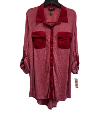 (NWT) Style & Co Women's Utility Shirt Dress, Deep Scarlet Plus Size 2X - Image 1 of 4