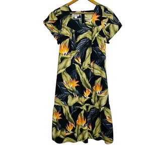 Vestido Royal Hawaiian Creations Talla M Mumu Mangas Tulipán Aves del Paraíso Midi - Imagen 1 de 10