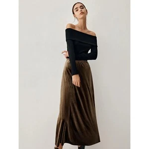 Commense Women's Off Shoulder Overfold Long Sleeve Crop Knit Top Black Medium - Picture 1 of 10