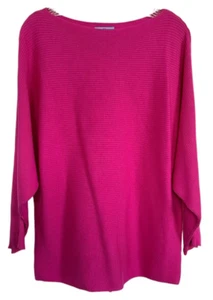 Cece Damen Ripp Pullover Oberteil Langarm Fledermausärmel U-Boot Ausschnitt Gr. M Hot Pink - Bild 1 von 8