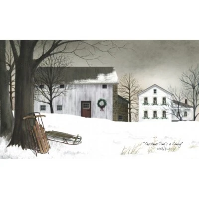 NEW Billy Jacobs CHRISTMAS TIME'S A COMING  6"x10" Canvas Print Winter - Image 1 of 2