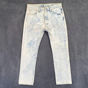 Levi's 501 Jeans Mens 32x31 Acid Wash Bleached Straight Fit Button Fly Denim - Bild 1 von 23
