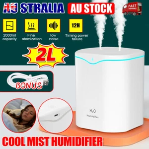 2L USB Air Humidifier Essential Oil Aromatherapy Diffuser Double Spray Bedroom - Picture 1 of 12