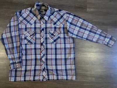 Винтажный Outlaw Western износ длинным рукавом жемчуг Snap клетку карман квадратные хвосты 1 X D40 - Изображение 1 из 4