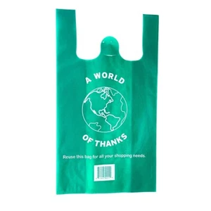 Reusable Shopping Bag, Eco-Friendly, 12" x 7" x 22", Green, Printed "A World of - Picture 1 of 1