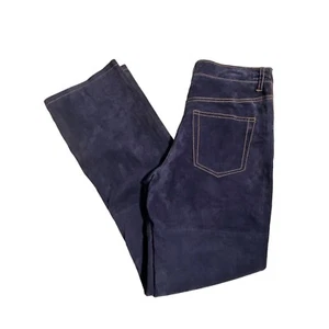 Isaac Mizrahi Navy Leather Pants size 8 - Picture 1 of 6