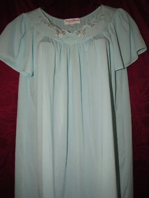 Camisón Miss Elaine Mujer Azul Bordado Floral Manga Corta Talla M Foto 1 de 4