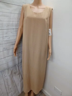 Vtg R. M. Richards Beige Slip Dress Sleeveless Tie Back Sz 16 New With Tags NWT - Image 1 of 4