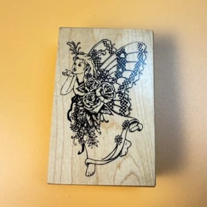 Butterfly fairy w/ roses~Fantasy~Rare~HTF~Rubber Stamp~ 2.25" X 3.5"~PSX G-3253 - Picture 1 of 7