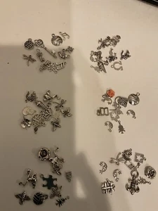 Lot of 60 Charms:  Varied Styles As Pictured:  Jewelry Making: Set A:  NEW - Picture 1 of 8