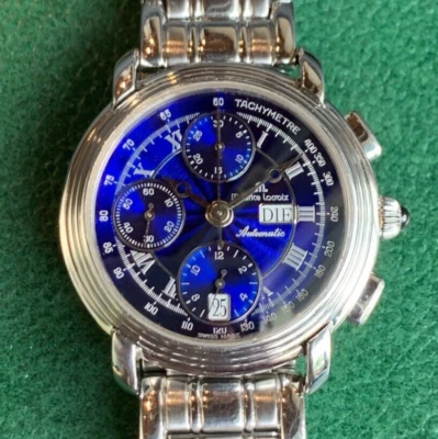 Reloj Pulsera Maurice Lacroix 67413 Obra Maestra Automático Cronógrafo Esfera Azul Foto 1 de 4