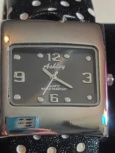 Women's Watch, Ashley, Black And White Cuff Band, New Battery - Picture 1 of 5