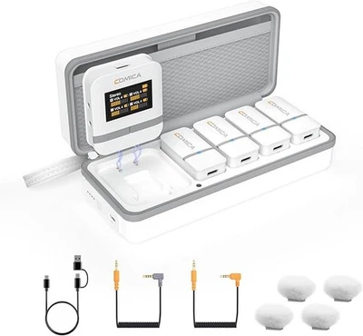 Sistema de micrófono lavalier inalámbrico de cuatro canales Comica Vimo Q precio de venta sugerido por el fabricante 249 USD Foto 1 de 4