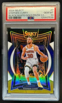 2024-25 Select Stephen Curry Concourse Negro Blanco Oro Prizm #1/1 PSA 10 Foto 1 de 2
