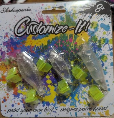 Shakespeare ¡Personalizarlo! Señuelos de pesca pinta tu propio cebo, paquete de 3 Foto 1 de 2