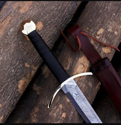 Espada Medieval Forjada a Mano Damasco Acero Afilado Listo para Batalla Gran Espada Vikinga Foto 1 de 4