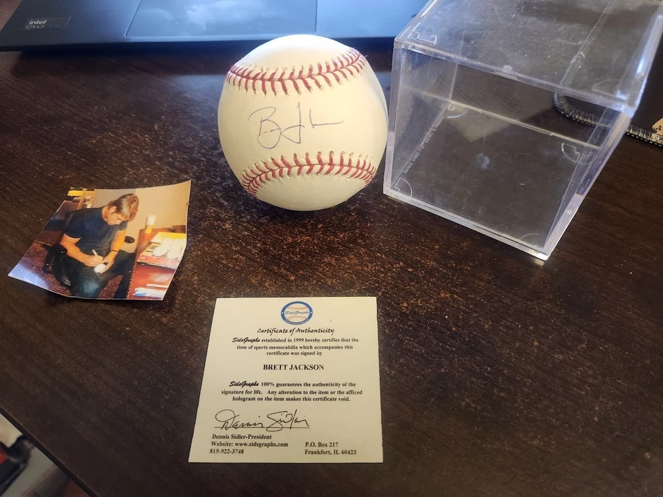 Béisbol firmado por Brett Jackson de los Cachorros de Chicago con foto prueba y certificado de autenticidad Foto 1 de 1