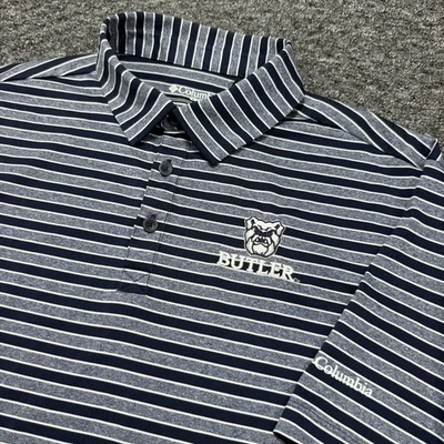 Butler Bulldogs Polo Shirt Mens XL Blue Gray Stripe Columbia Golf Performance - Image 1 of 4