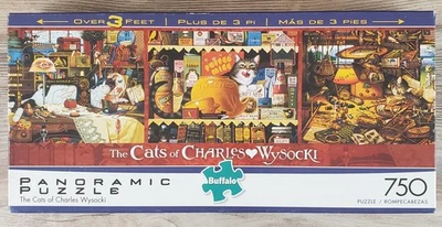 The Cats of Charles Wysocki 750 Pc Puzzle Panoramic COMPLETE - Image 1 of 4