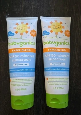 Paquete de 2 protectores solares minerales Babyganics mezcla transparente SPF50 sin fragancia 8 oz 03/2026 Foto 1 de 2