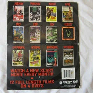 Horror Film Classics 2010 Calendar Movies ONLY 12 Full Length Films on 4 DVDs - Picture 1 of 4