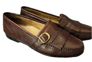 COLE HAAN Men’s Size 9.5 Leather Loafers Gold Buckles Brown - Picture 1 of 7