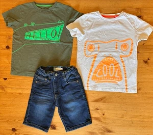 Mini Boden Boys Jeans Shorts Alligator Crocodile Hammerhead Shark Tshirts 7-8 - Picture 1 of 17