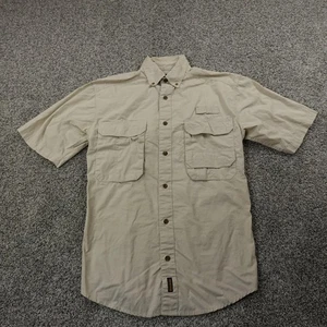 Woolrich Shirt Mens M Beige Fishing Safari Short Sleeve Button Up Outdoor Hiking - Picture 1 of 15
