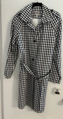 Anne Klein black/white checkered raincoat belted NWT Size 12 - Image 1 of 4
