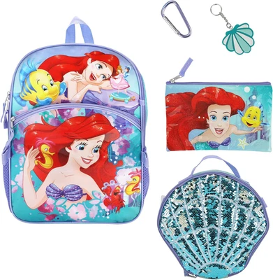 Juego de Mochila y Lonchera The Little Mermaid 16" 5 Piezas Foto 1 de 4