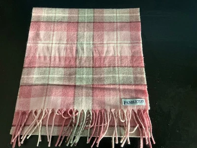 PENDLETON Scarf Wrap 100% Virgin Wool Pink Tartan approx 11x47 - Image 1 of 3