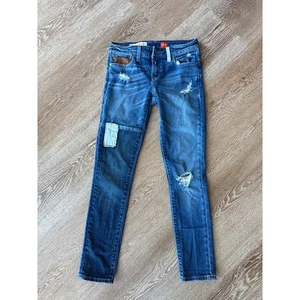 Pilcro Stet 26P Patchwork Distressed Skinny Jeans Anthropologie Medium Wash - Picture 1 of 5