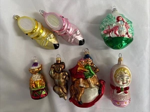 Christopher Radko Lot Of 7 Glass Ornaments Baby Bears Dapper Grandmas House - Picture 1 of 12