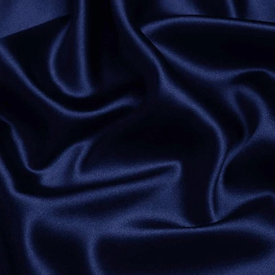 Deep Blue 100% Pure Mulberry Silk Fabric by the Yard 44" width 19 mm 6A Grade - Image 1 of 4
