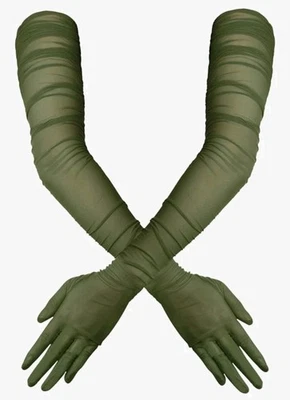Guantes Largos Transparentes Halloween Para Mujer Malla Tul Años 20 Talla Única, Verde Foto 1 de 3