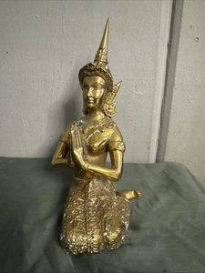 Antique Brass/Bronze Thai Teppanom Kneeling Angel Buddha Statue Figure. - Picture 1 of 14