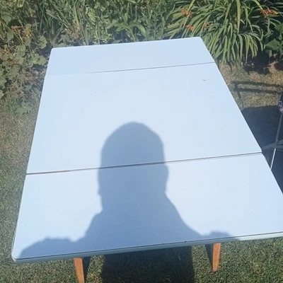 1960’s Vintage Formica Drop Leaf Dining Table Blue (British made) - Image 1 of 4