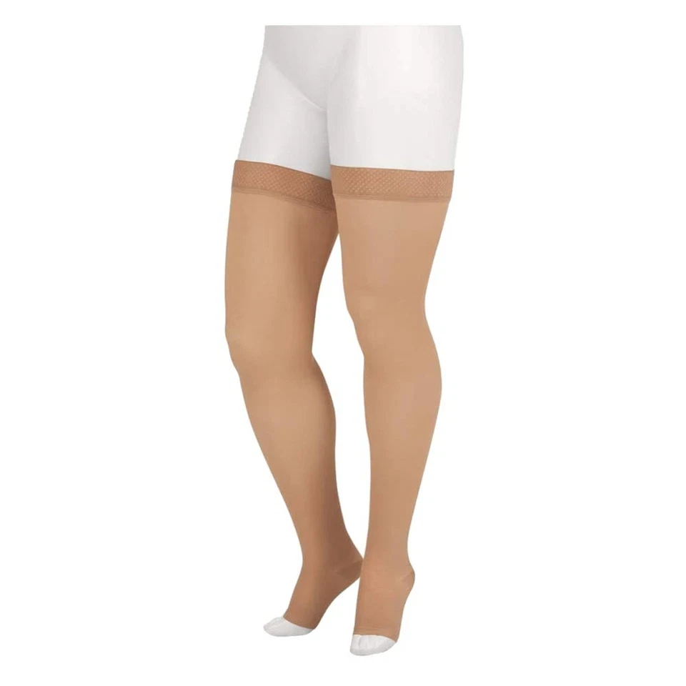 Medias suaves 2001 hasta el muslo 20-30 mmhg compresión punta abierta, beige, 2 (II) cortas Foto 1 de 1