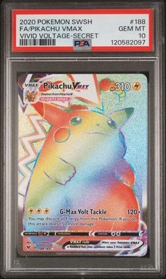 Pikachu VMAX Secret 2020 Pokemon Vivid Voltage Full Art #188 PSA 10 GEM MINT - Image 1 of 2