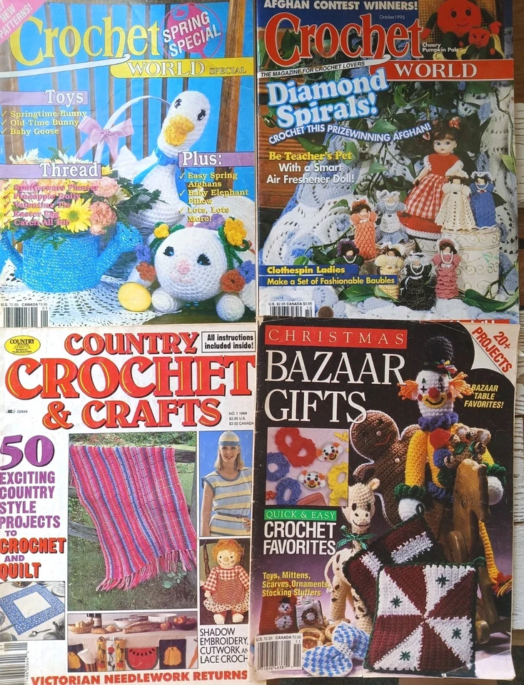 Vintage Crochet Magazine Lot Christmas, Holiday Issues 1980's 1990's Craft Gifts - Image 1 of 1